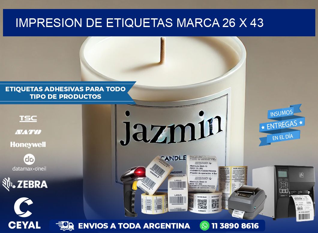 IMPRESION DE ETIQUETAS MARCA 26 x 43