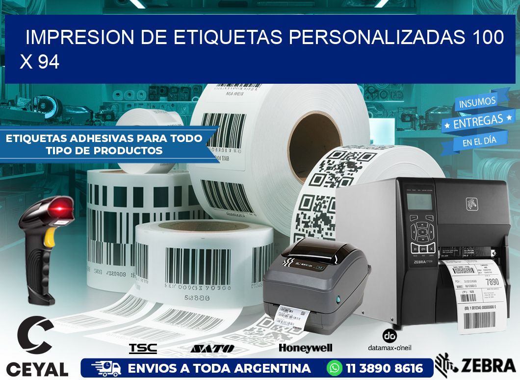 IMPRESION DE ETIQUETAS PERSONALIZADAS 100 x 94