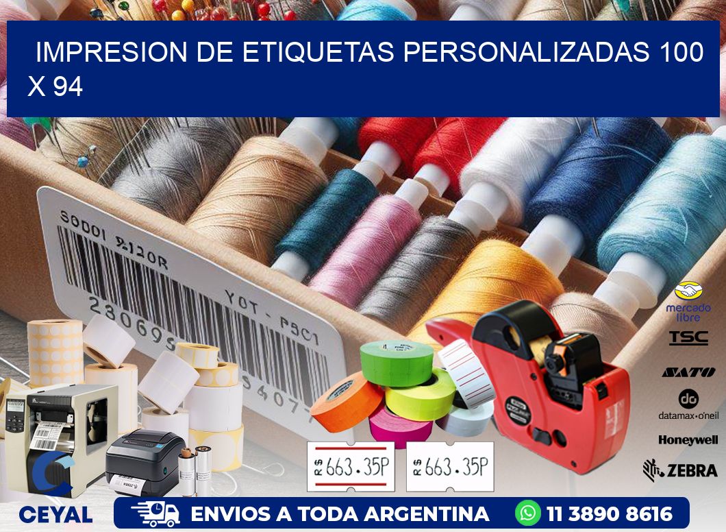 IMPRESION DE ETIQUETAS PERSONALIZADAS 100 x 94