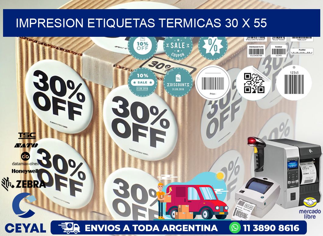 IMPRESION ETIQUETAS TERMICAS 30 x 55