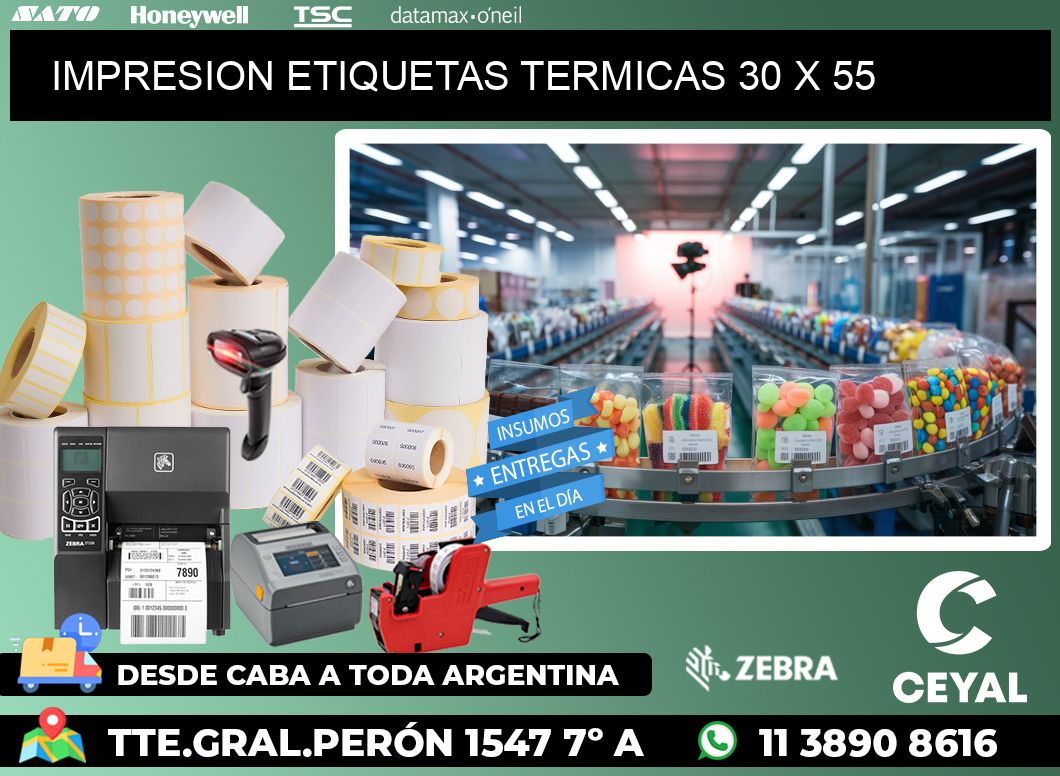 IMPRESION ETIQUETAS TERMICAS 30 x 55