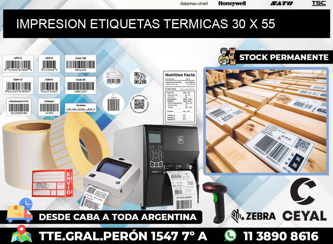 IMPRESION ETIQUETAS TERMICAS 30 x 55