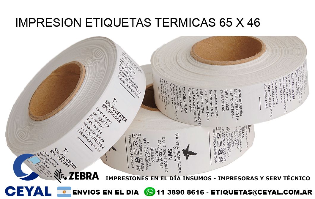 IMPRESION ETIQUETAS TERMICAS 65 x 46