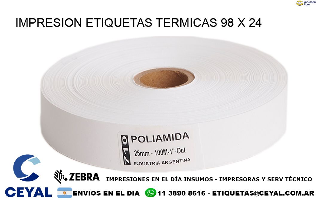 IMPRESION ETIQUETAS TERMICAS 98 x 24