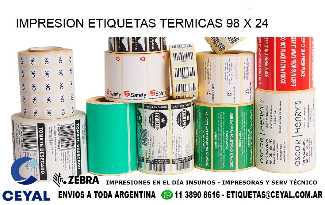 IMPRESION ETIQUETAS TERMICAS 98 x 24