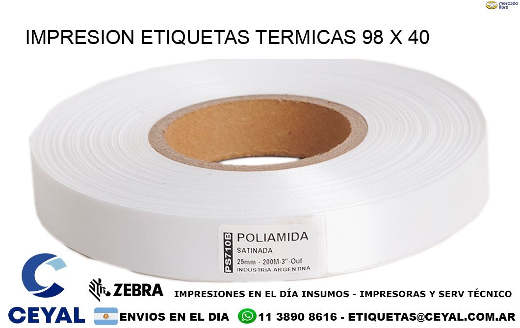 IMPRESION ETIQUETAS TERMICAS 98 x 40