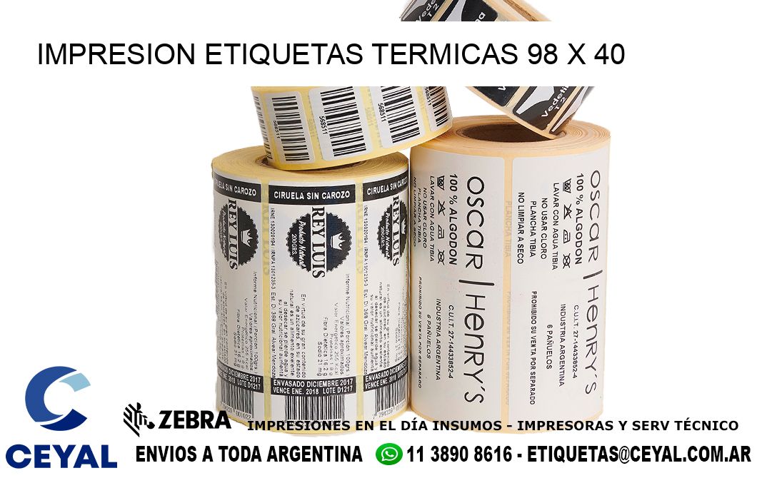 IMPRESION ETIQUETAS TERMICAS 98 x 40