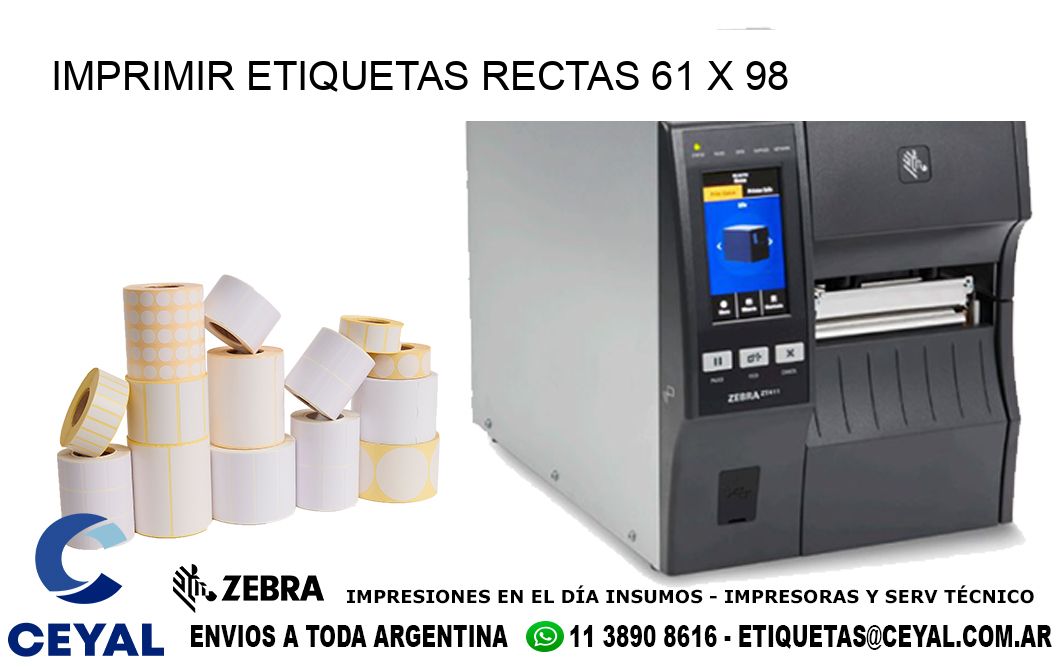 IMPRIMIR ETIQUETAS RECTAS 61 x 98