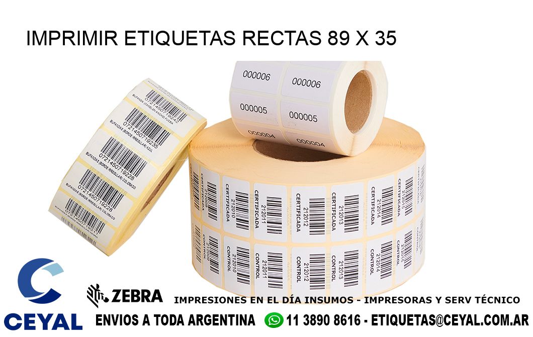 IMPRIMIR ETIQUETAS RECTAS 89 x 35