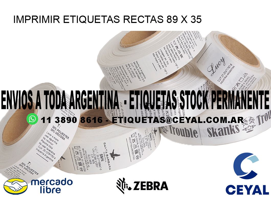 IMPRIMIR ETIQUETAS RECTAS 89 x 35