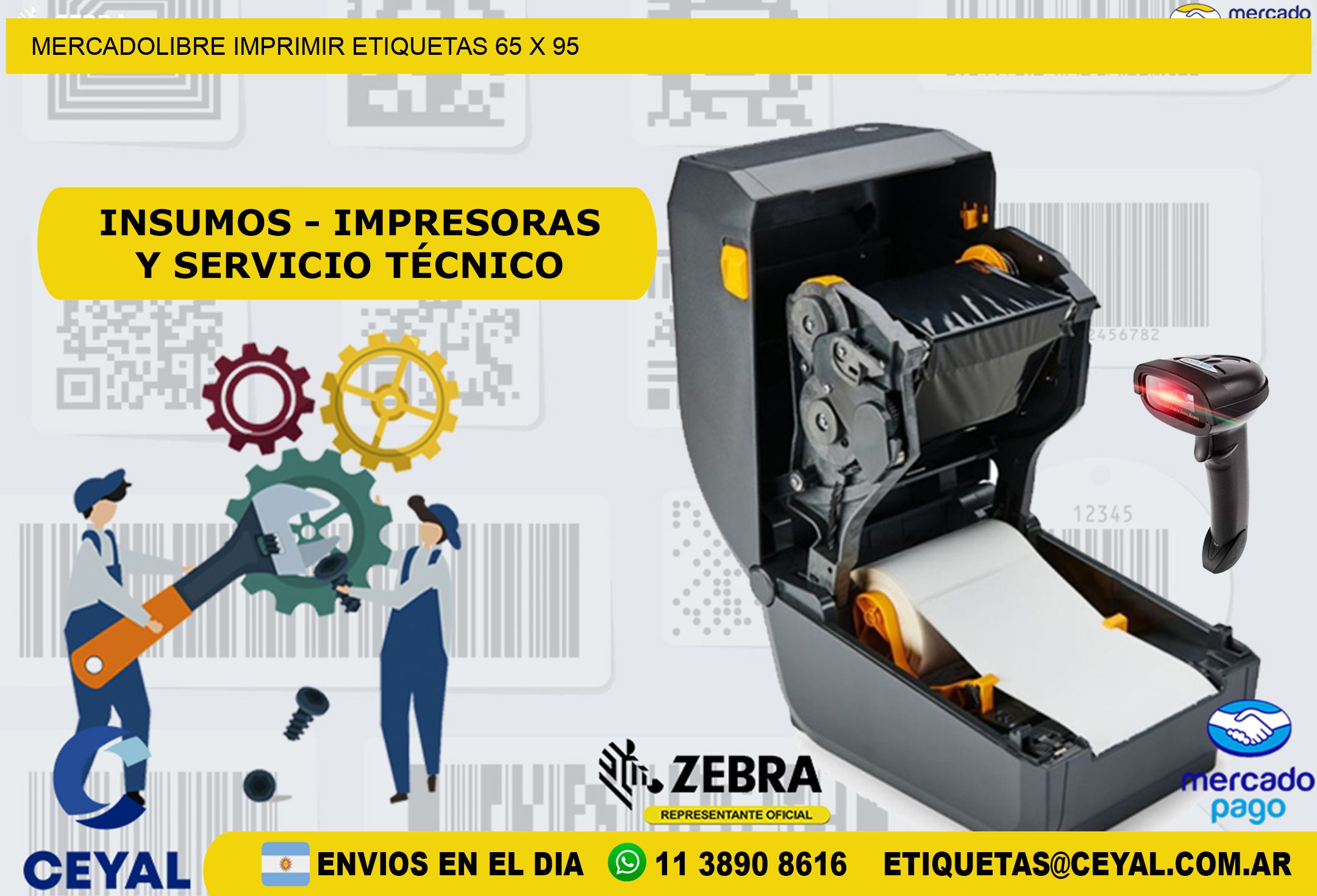 MERCADOLIBRE IMPRIMIR ETIQUETAS 65 x 95