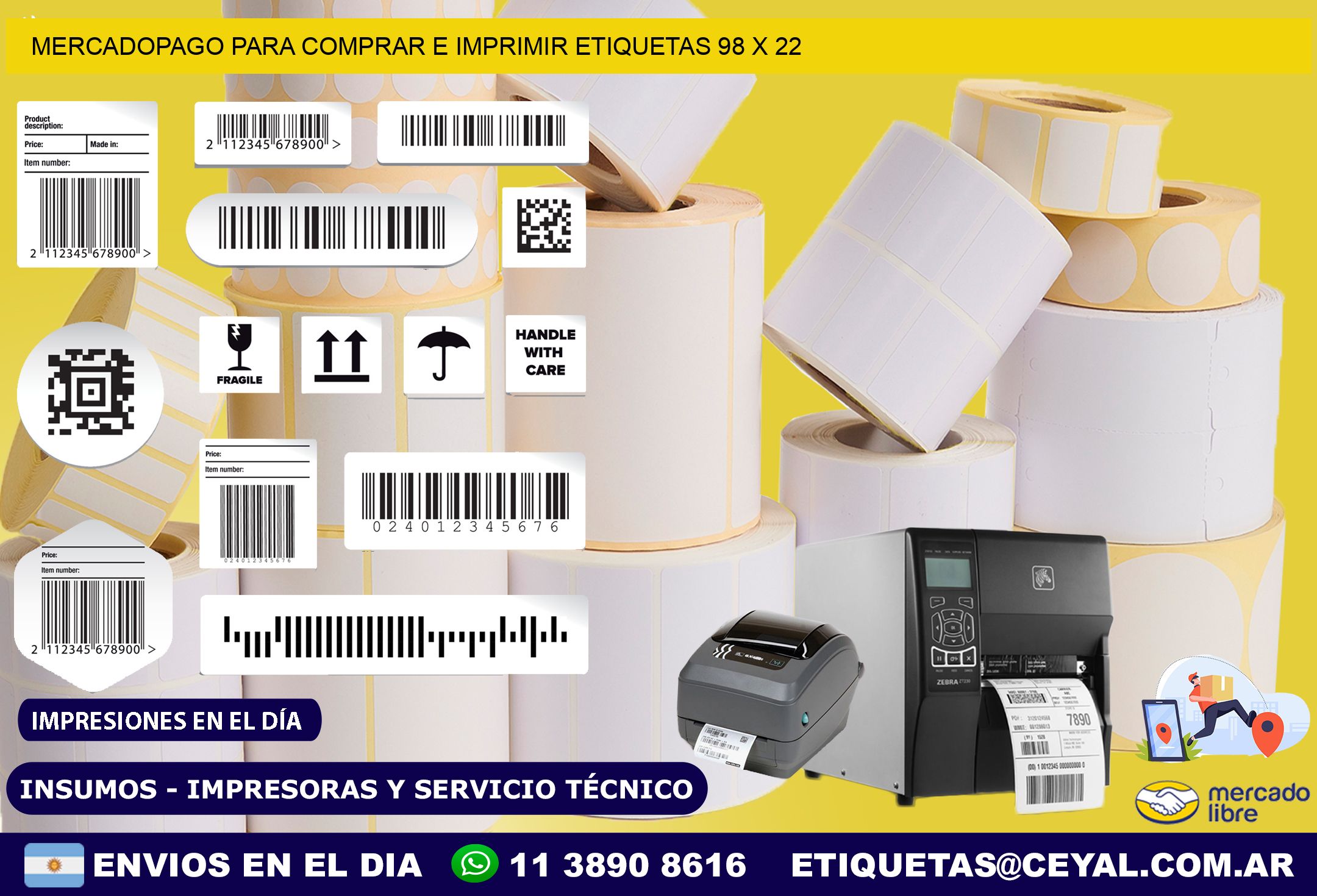 MERCADOPAGO PARA COMPRAR E IMPRIMIR ETIQUETAS 98 x 22