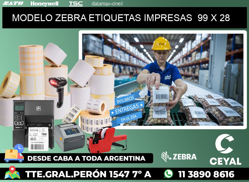 MODELO ZEBRA ETIQUETAS IMPRESAS  99 x 28