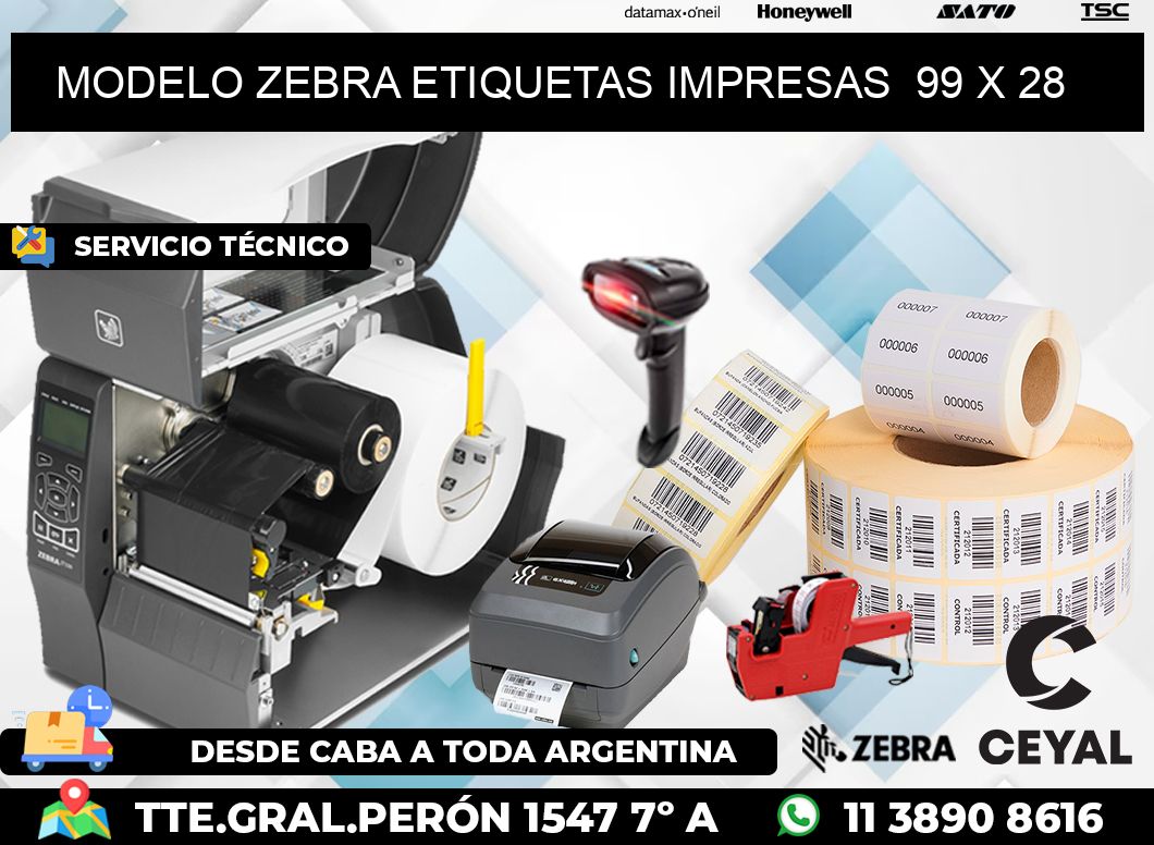 MODELO ZEBRA ETIQUETAS IMPRESAS  99 x 28