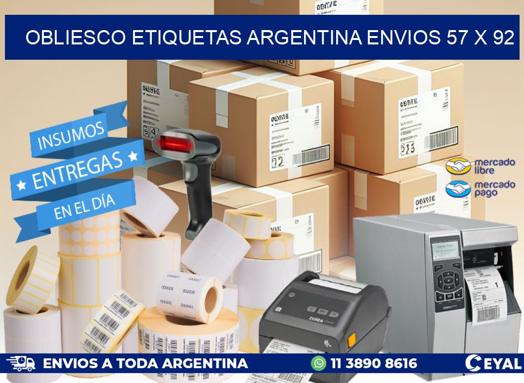 OBLIESCO ETIQUETAS ARGENTINA ENVIOS 57 x 92