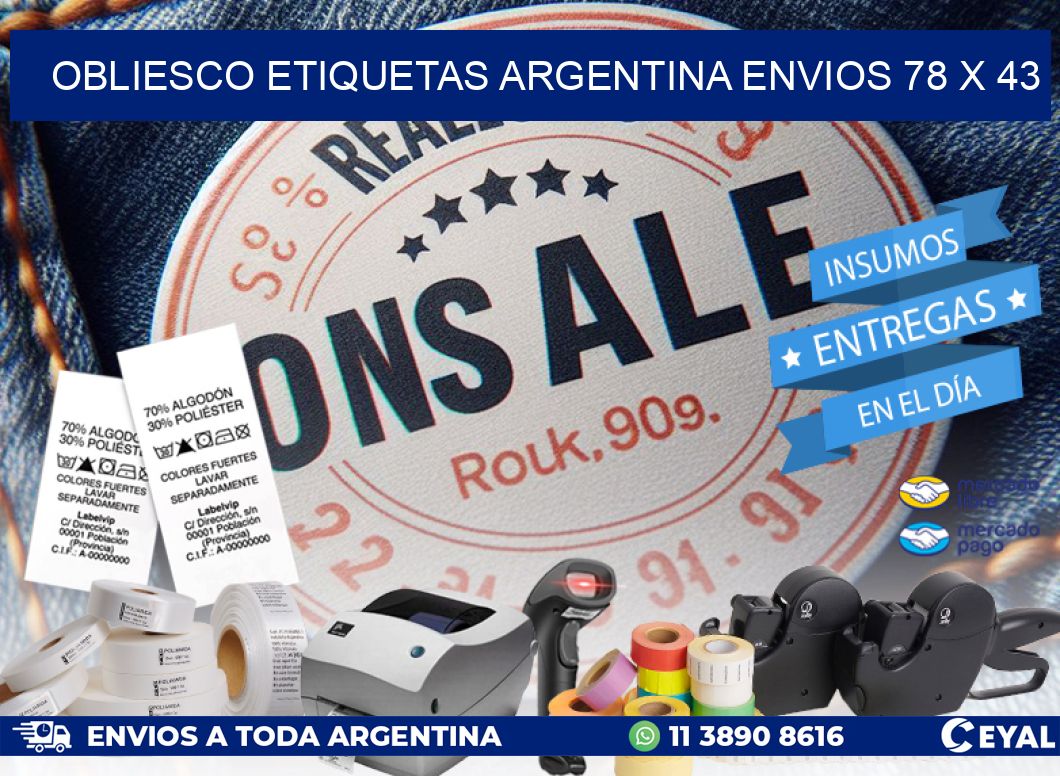OBLIESCO ETIQUETAS ARGENTINA ENVIOS 78 x 43