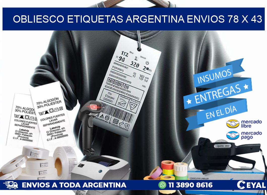 OBLIESCO ETIQUETAS ARGENTINA ENVIOS 78 x 43