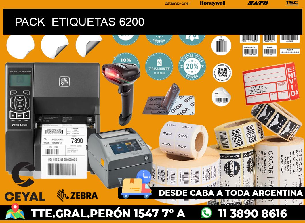 PACK  ETIQUETAS 6200