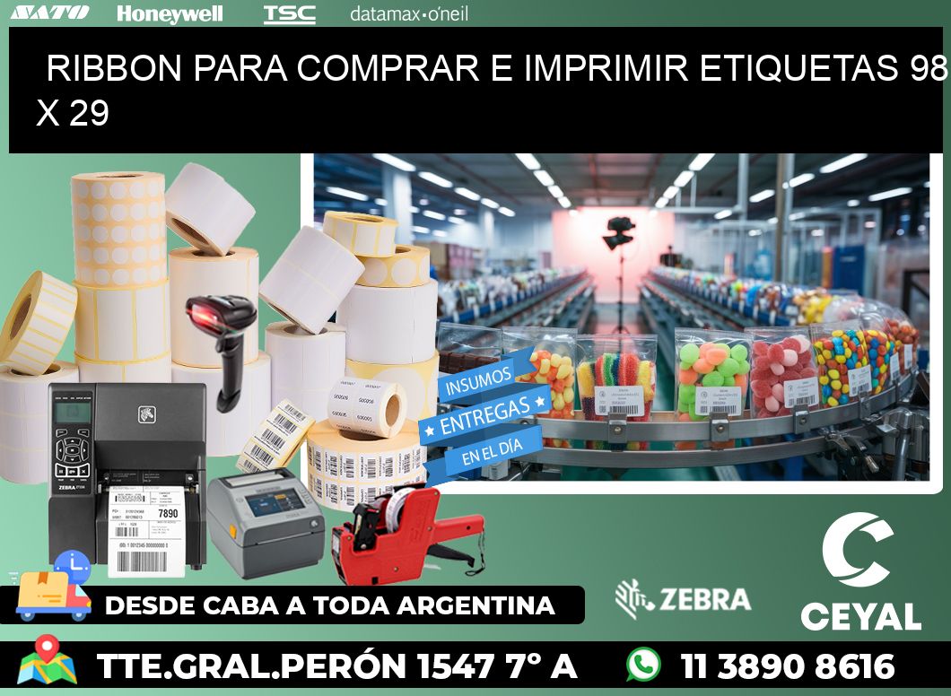 RIBBON PARA COMPRAR E IMPRIMIR ETIQUETAS 98 x 29