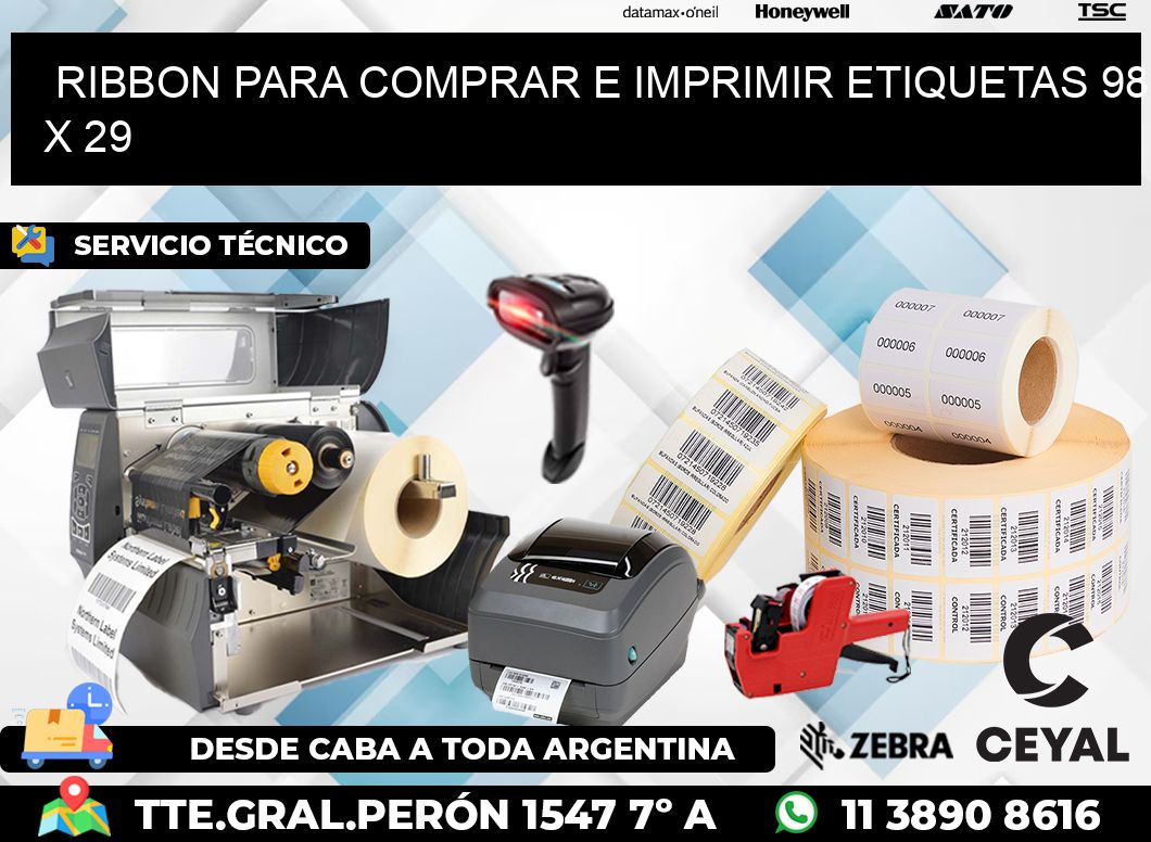 RIBBON PARA COMPRAR E IMPRIMIR ETIQUETAS 98 x 29