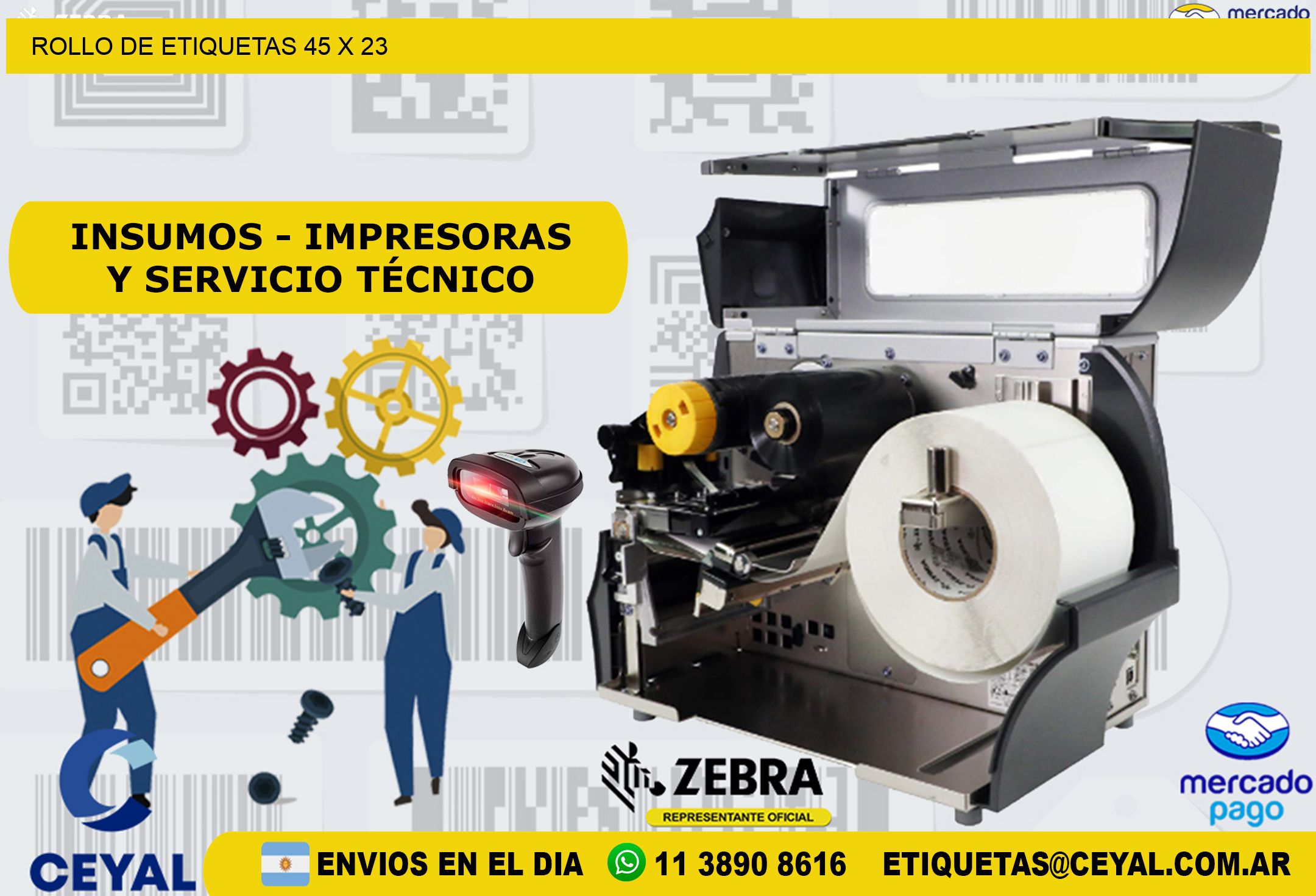 ROLLO DE ETIQUETAS 45 x 23