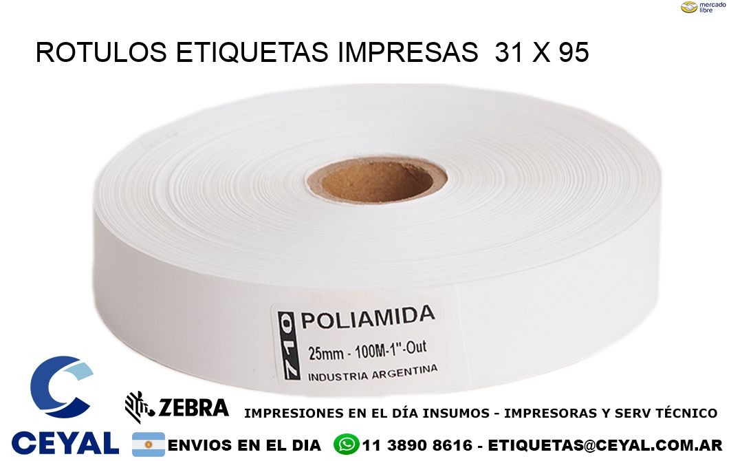 ROTULOS ETIQUETAS IMPRESAS  31 x 95