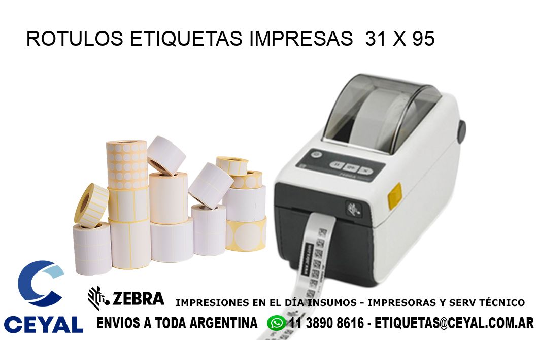 ROTULOS ETIQUETAS IMPRESAS  31 x 95