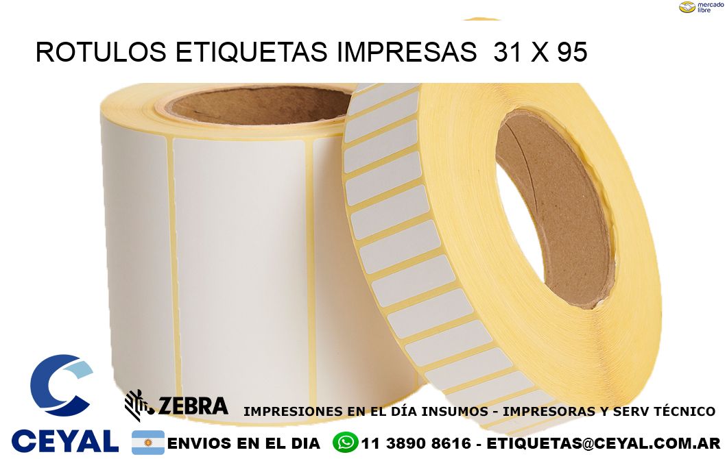 ROTULOS ETIQUETAS IMPRESAS  31 x 95