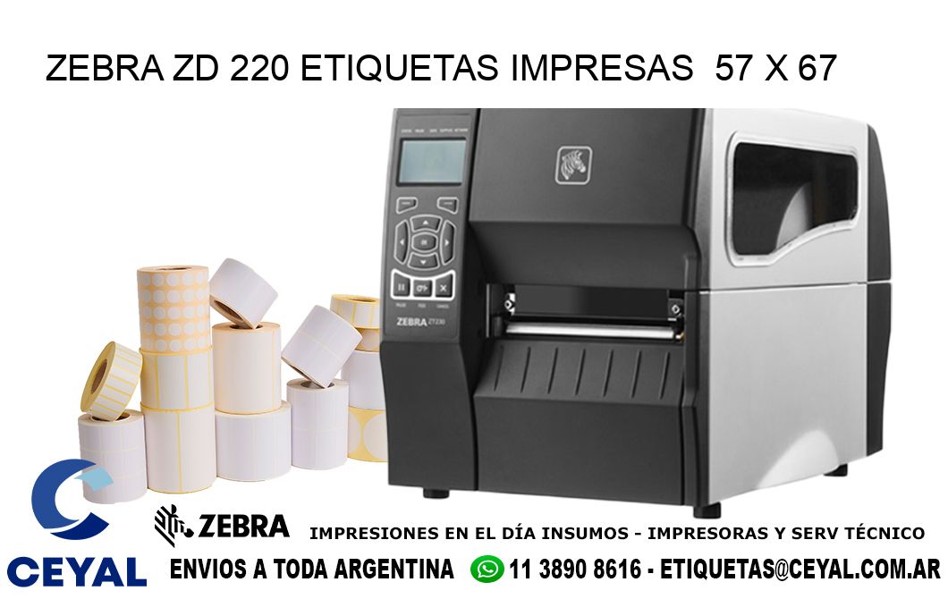 ZEBRA ZD 220 ETIQUETAS IMPRESAS  57 x 67