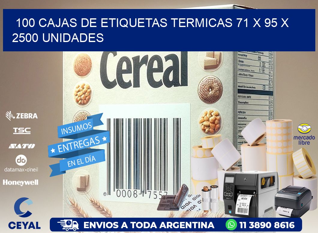 100 CAJAS DE ETIQUETAS TERMICAS 71 x 95 X 2500 UNIDADES