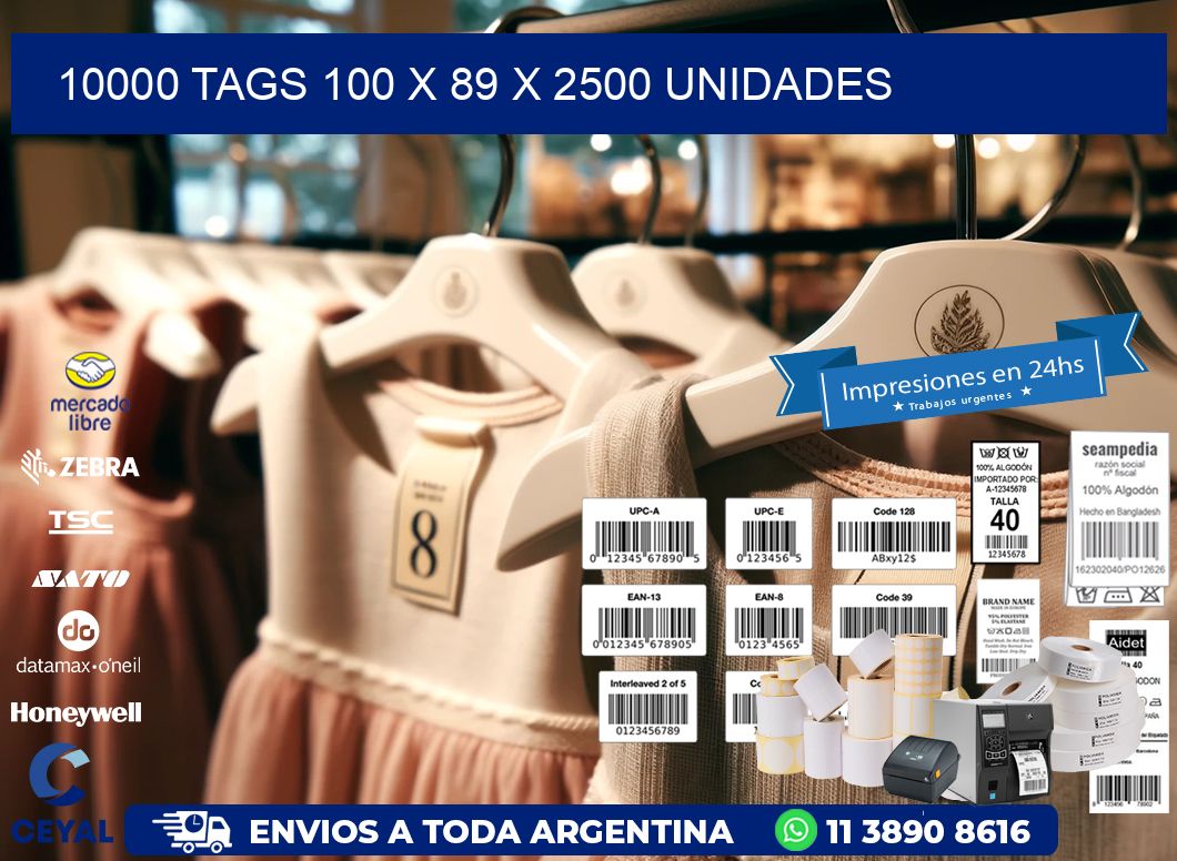 10000 TAGS 100 x 89 X 2500 UNIDADES