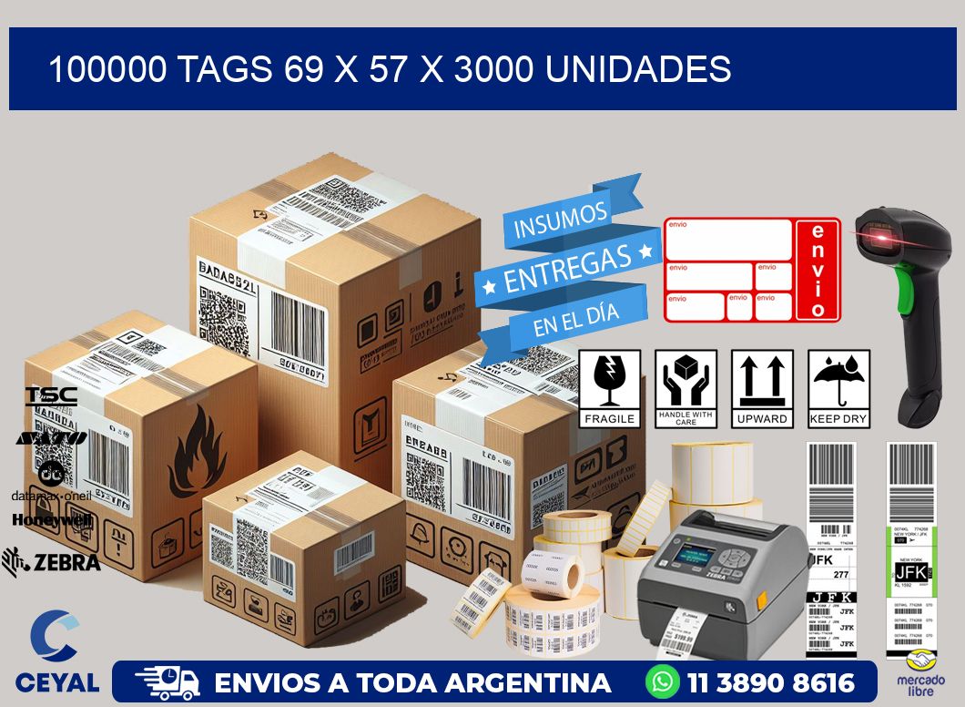 100000 TAGS 69 x 57 X 3000 UNIDADES