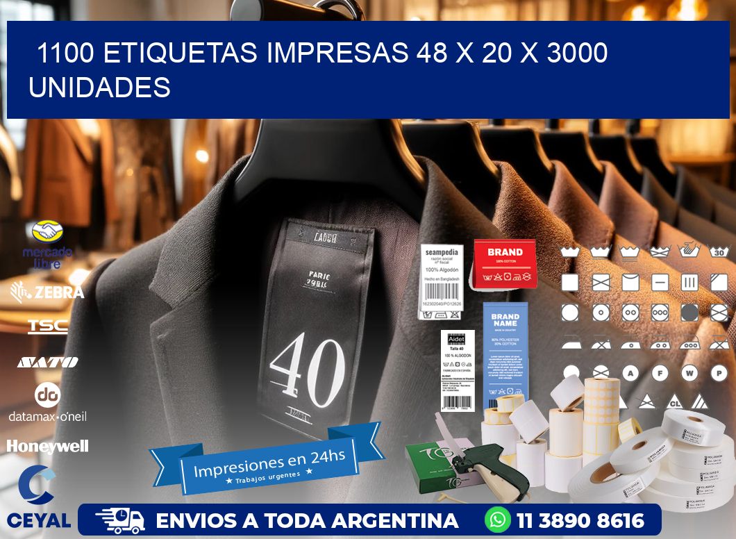 1100 ETIQUETAS IMPRESAS 48 x 20 X 3000 UNIDADES