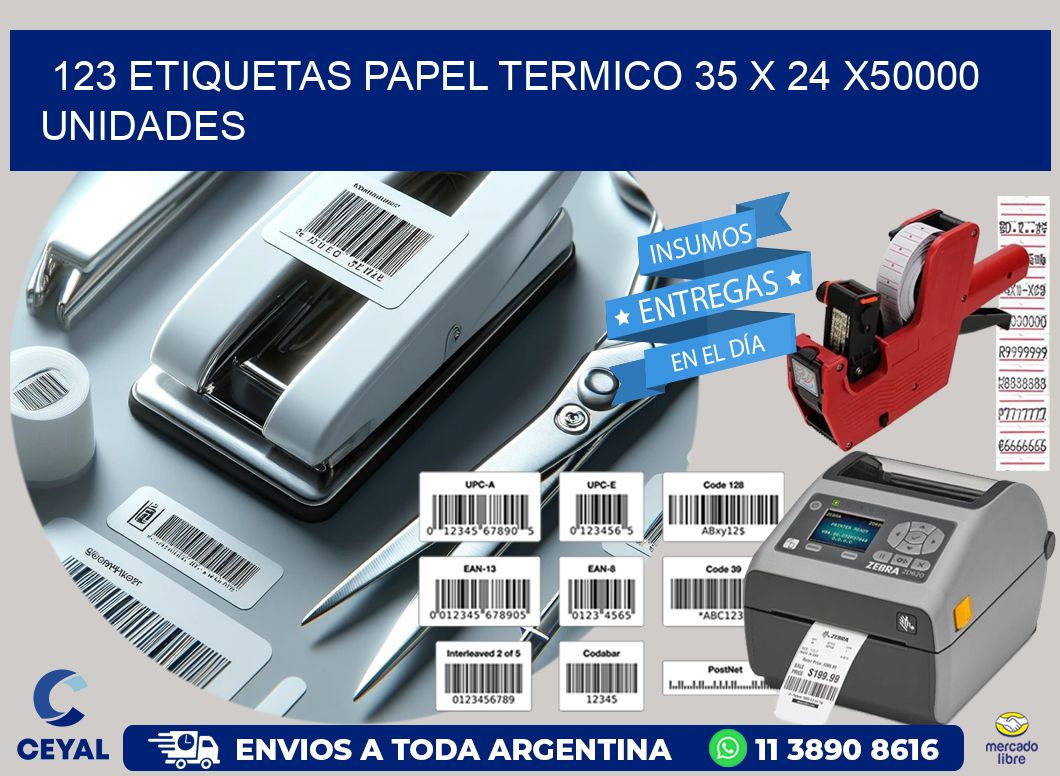 123 ETIQUETAS PAPEL TERMICO 35 x 24 X50000 UNIDADES