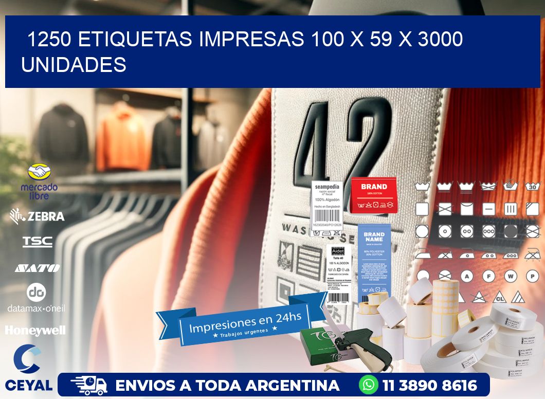 1250 ETIQUETAS IMPRESAS 100 x 59 X 3000 UNIDADES