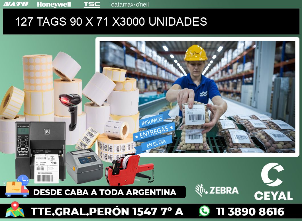 127 TAGS 90 x 71 X3000 UNIDADES