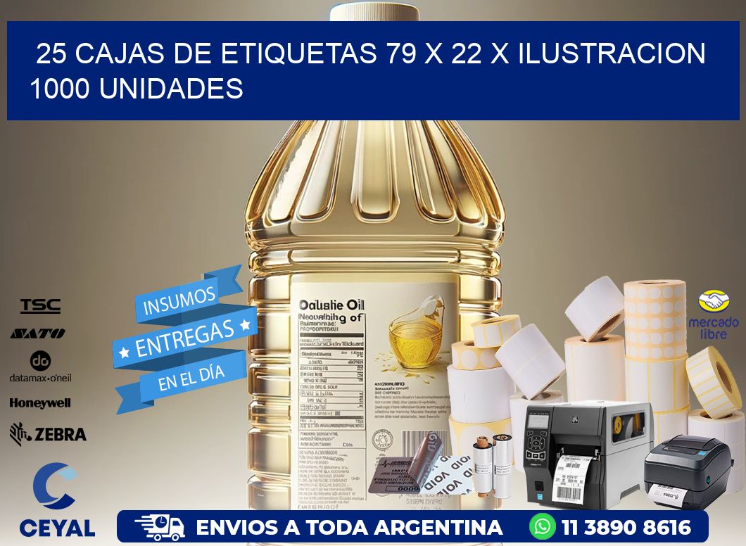 25 CAJAS DE ETIQUETAS 79 x 22 X ILUSTRACION 1000 UNIDADES