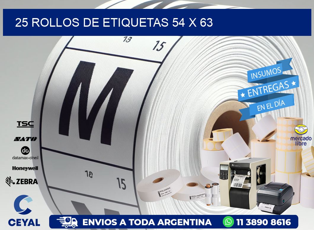 25 ROLLOS DE ETIQUETAS 54 x 63