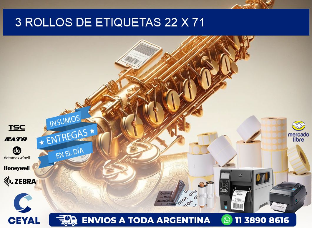 3 ROLLOS DE ETIQUETAS 22 x 71