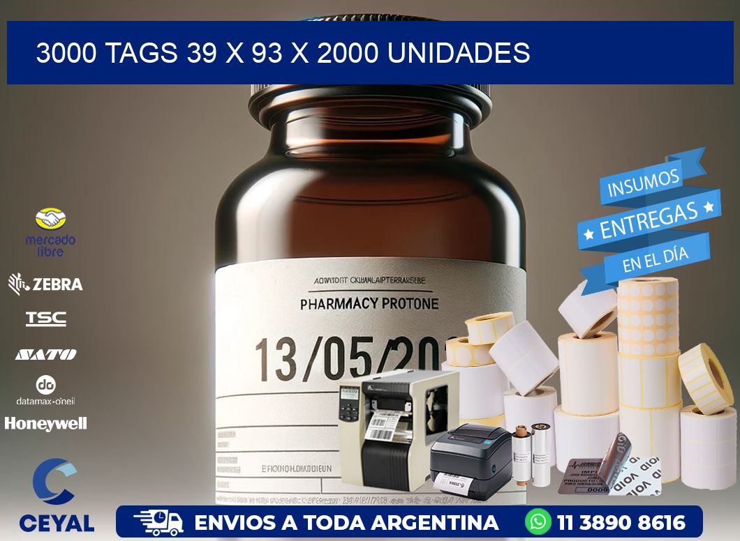 3000 TAGS 39 x 93 X 2000 UNIDADES