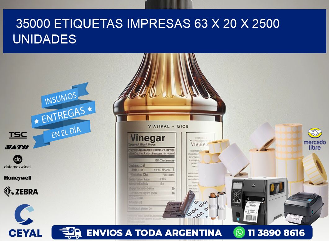 35000 ETIQUETAS IMPRESAS 63 x 20 X 2500 UNIDADES