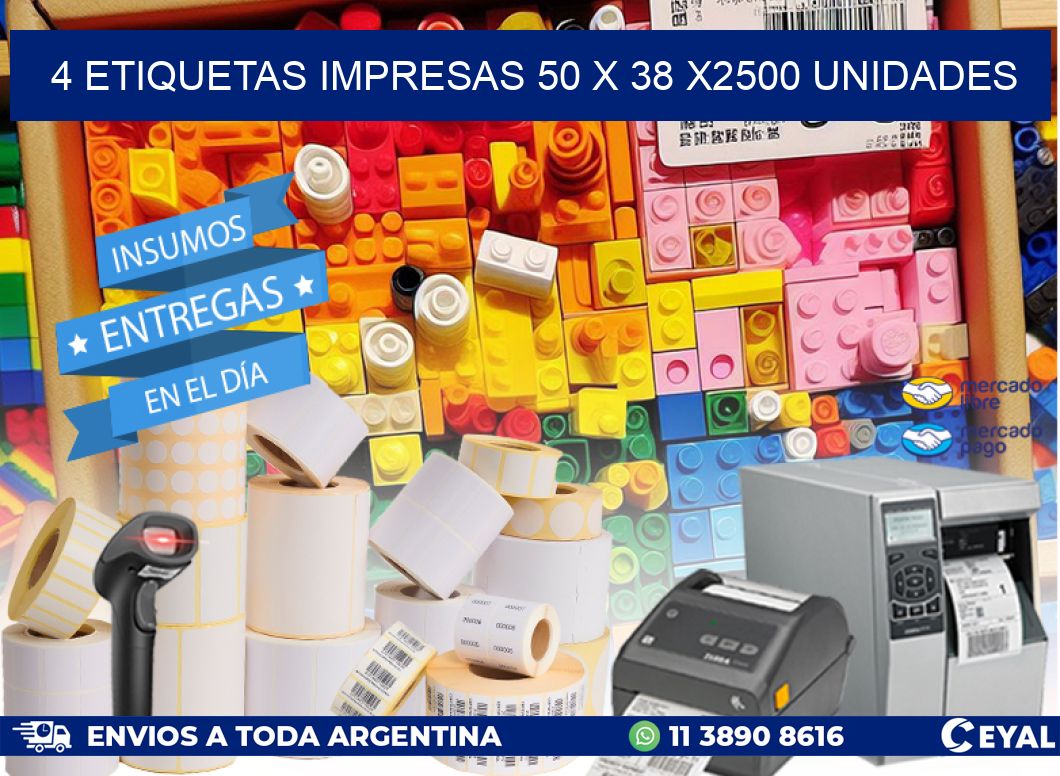 4 ETIQUETAS IMPRESAS 50 x 38 X2500 UNIDADES