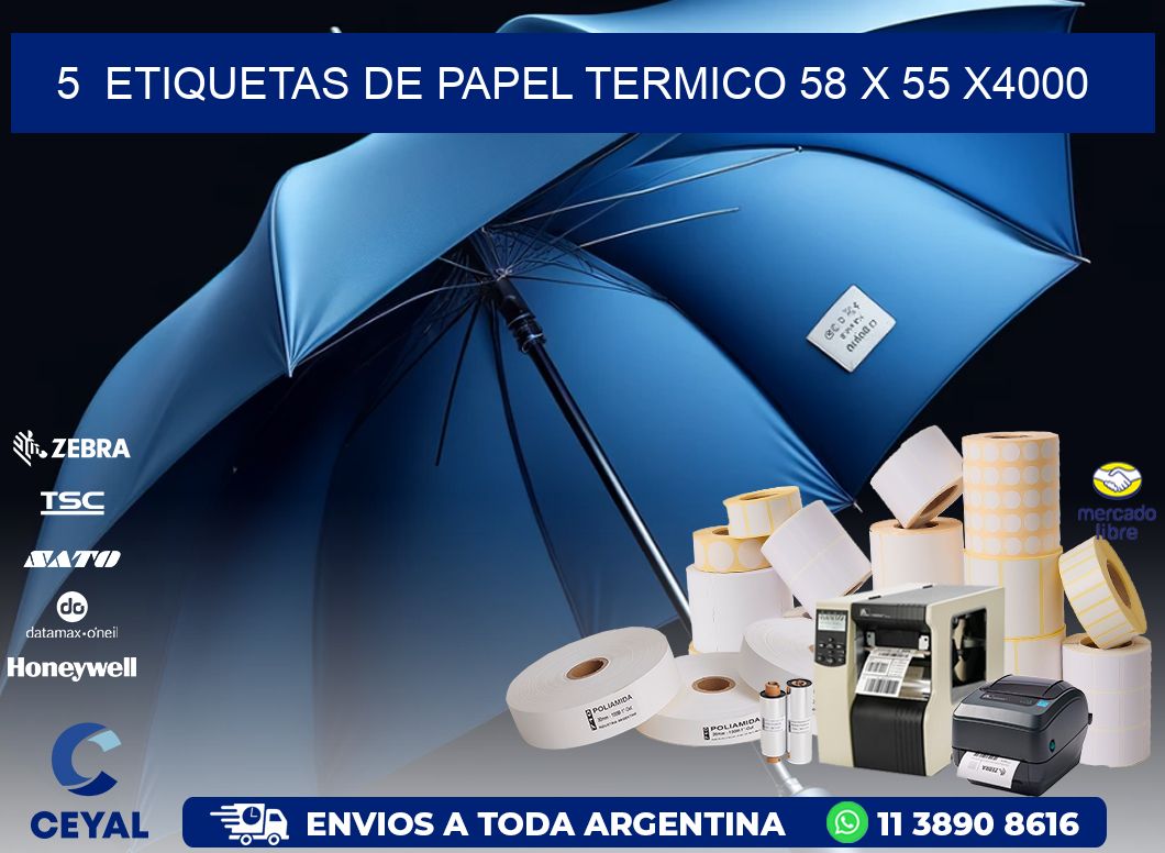 5  ETIQUETAS DE PAPEL TERMICO 58 x 55 X4000