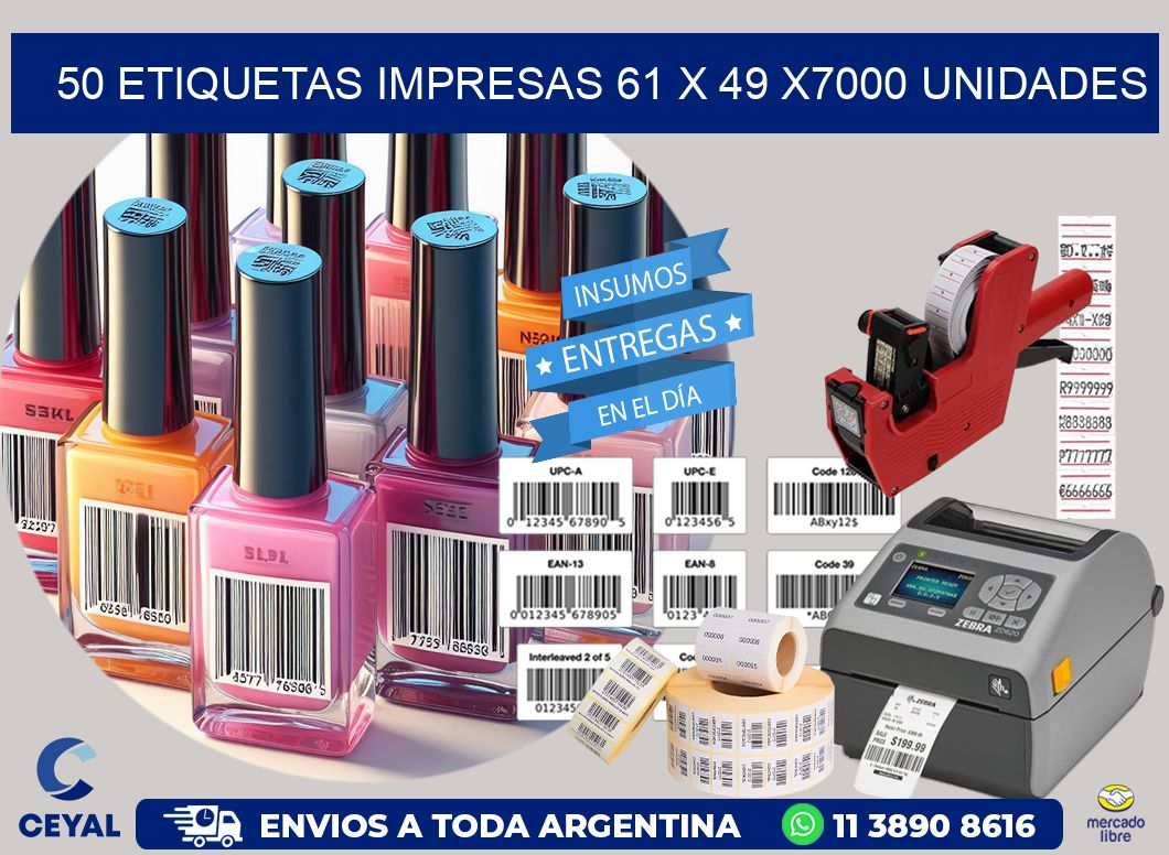 50 ETIQUETAS IMPRESAS 61 x 49 X7000 UNIDADES