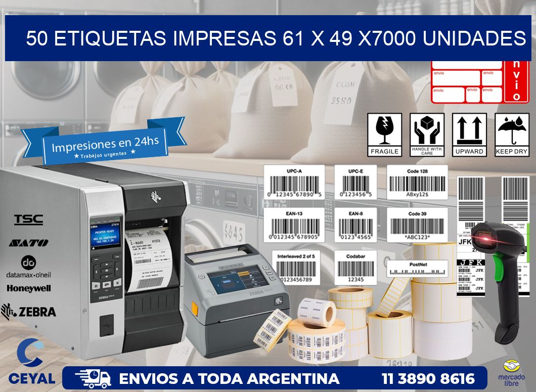 50 ETIQUETAS IMPRESAS 61 x 49 X7000 UNIDADES
