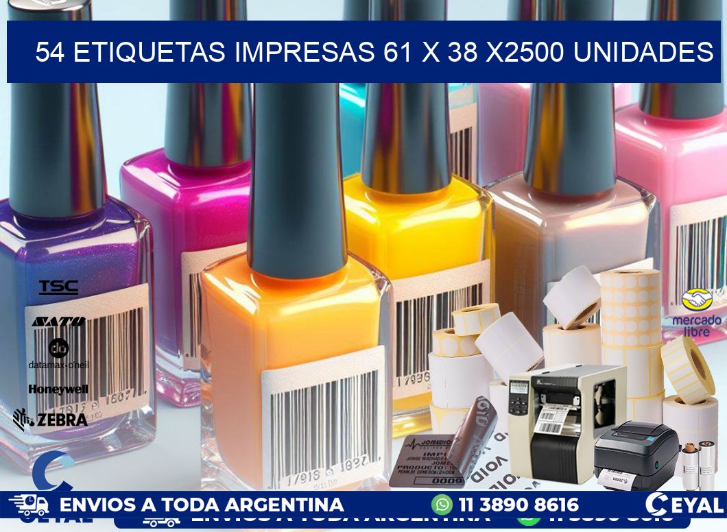 54 ETIQUETAS IMPRESAS 61 x 38 X2500 UNIDADES