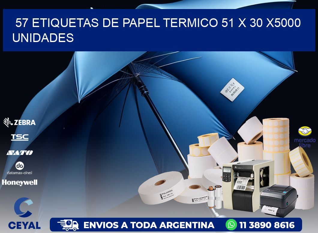 57 ETIQUETAS DE PAPEL TERMICO 51 x 30 X5000 UNIDADES