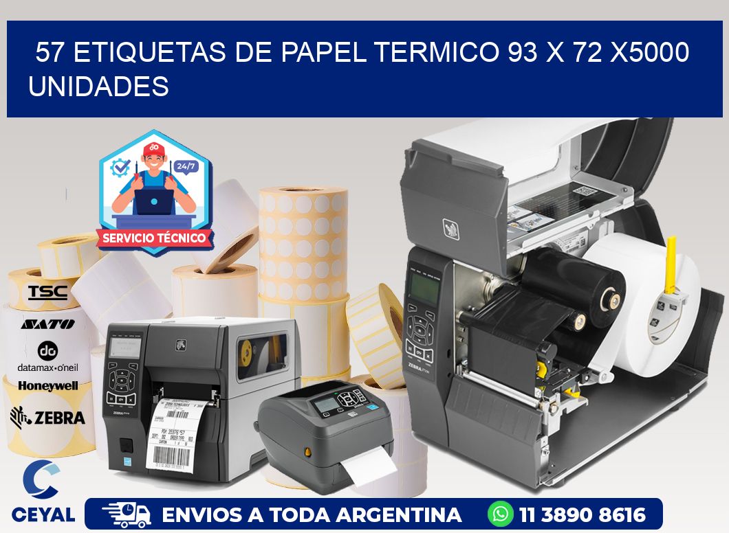 57 ETIQUETAS DE PAPEL TERMICO 93 x 72 X5000 UNIDADES