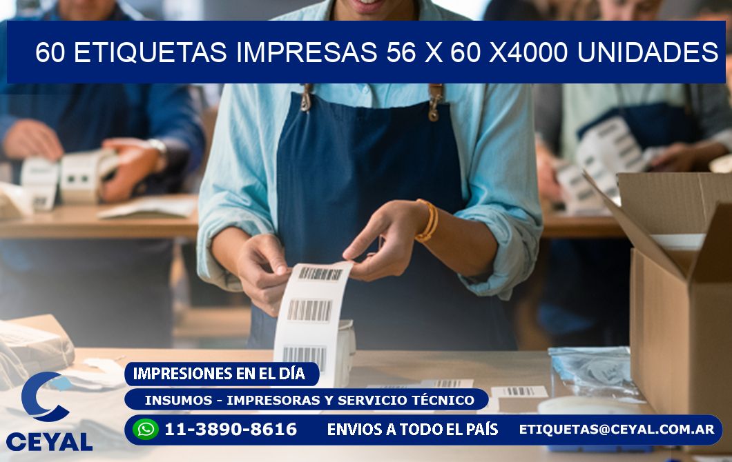 60 ETIQUETAS IMPRESAS 56 x 60 X4000 UNIDADES