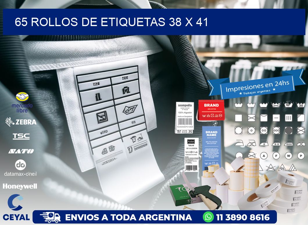65 ROLLOS DE ETIQUETAS 38 x 41